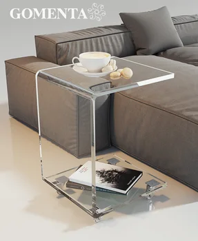 Акриловый скандинавский современный минималистичный многофункциональный съемный прозрачный журнальный столик ins cart диван приставной столик