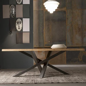 Кухонный стол из массива Дерева, Дизайнерский офисный стол в скандинавском стиле, Минималистичный Современный Обеденный стол, стул, Комбинированная мебель