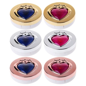 Коробка для контактных линз в виде сердца с зеркалом Переносная для переноски в футляре Контейнер для хранения Lu Прямая доставка