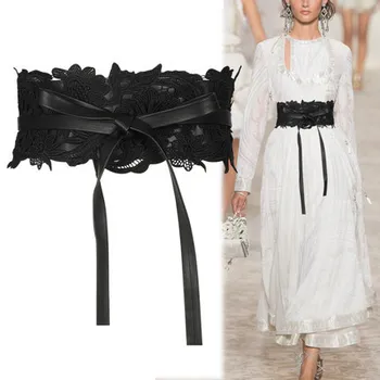 Модные черные кружевные ремни для женщин, роскошный бренд, дизайнерский женский пояс для свадебного платья, широкий женский пояс, Широкие пояса