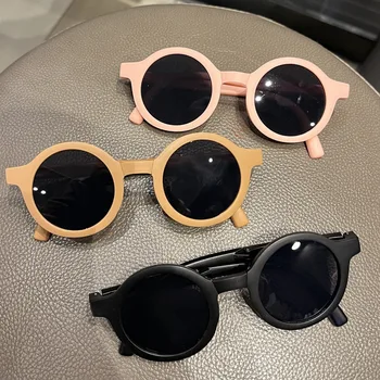 Новые детские складные солнцезащитные очки Kids Candy Round Simplicity Солнцезащитные очки Cute Baby Защитные очки UV400 Oculos De Sol