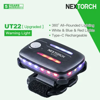 Nextorch UT22 (модернизированный), всестороннее освещение на 360 °, предупреждающий / сигнальный зажим-фонарь /фонарик. Управление силой тяжести и жестами, перезаряжаемый