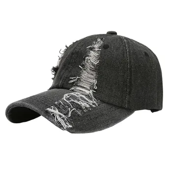 Мужская женская шляпа Модная бейсболка из рваной джинсовой ткани с пряжкой Уличная шляпа-зонт Шляпа-лук-порей