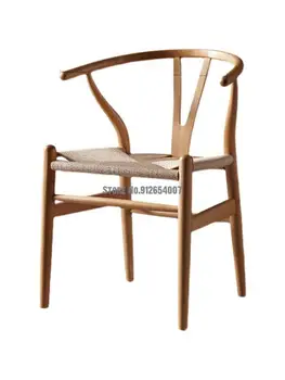 Скандинавский ротанговый y-образный стул из массива дерева, обеденный стул для отдыха, бытовой подлокотник, простой современный новый китайский стул для чайной комнаты, стул для учебы