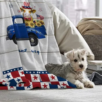 Утолщенное Одеяло Офисное одеяло для сна Теплое Одеяло с принтом Американский Звездно-Полосатый Флаг Фланель Кондиционер Спальное одеяло