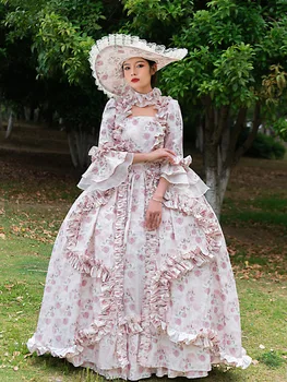 Дворцовое платье в европейском стиле, аристократическое платье 19 века, платье принцессы, показ на подиуме, фотосессия в театре и кино