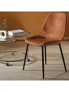 Обеденный стол и стул в скандинавском стиле, простой кожаный домашний стол со спинкой, стул для макияжа, современный обеденный стул класса люкс в ресторане отеля
