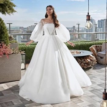 Свадебные платья с прозрачным вырезом и открытой спиной с пышными Кружевными аппликациями с длинными рукавами Bohemain Для свадебных вечеринок, сшитые на заказ в 2023 году