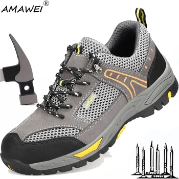 AMAWEI 2023, Новый стиль, Летняя защитная обувь для мужчин, Легкие Дышащие кроссовки, Удобные, Нерушимые Домашние Рабочие кроссовки, Размер