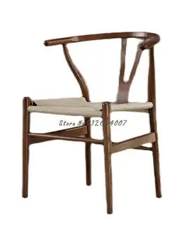 Скандинавский обеденный стул со спинкой из цельного дерева, врезной подлокотник с шипами, простой книжный столик, китайский кольцевой стул, чайный стул, белый