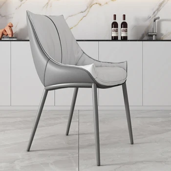 Эргономичные Офисные Обеденные стулья из металла Relax Дизайнерские Напольные Обеденные стулья из искусственной кожи Sillas Comedor Мебель для дома YQ50DC