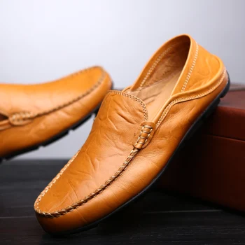 Мужская обувь, Новые модные лоферы, Мужская удобная высококачественная кожаная обувь-лодочка, мужская классическая мужская летняя повседневная обувь в стиле ретро