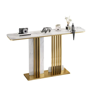 Креативные консольные столы Xl Stone Plate Для входа в дом, полукруг стены шкафа, Вид сбоку, длинный узкий стол