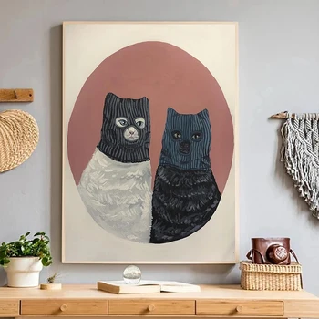 Кошка с маской, картина на холсте, плакаты, принты, Кошка-вор, животное, современные настенные панно в скандинавском стиле, искусство для детской комнаты, домашнего декора спальни