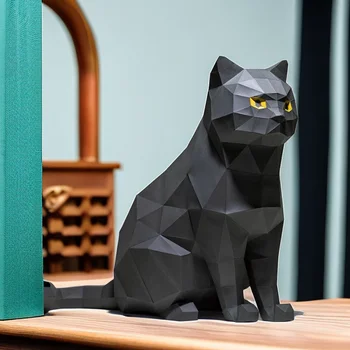 3D PaperCraft DIY Бумажная модель Скульптура Черного Кота, украшения для дома, пазлы, Модели животных, Подарки Оригами, Игрушки для взрослых, Гостиная