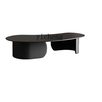 YY Журнальный столик из итальянского камня в черной форме, легкая роскошь и простота чайного столика в современной гостиной