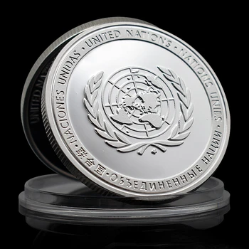 Сувенирная медаль мира во всем мире, коллекция посеребренных монет ООН весом 1 унция