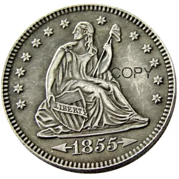 Монета-копия Liberty Quater в сидячем положении 1855 долларов США, покрытая серебром.