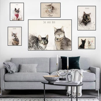 Домашние милые животные, кошки, настенные художественные плакаты и принты, картины, живопись на холсте, домашний декор для спальни или гостиной
