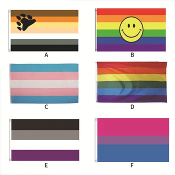Радужный Флаг Полиэфирный Флаг Индивидуальный Флаг Активности Гей-фестиваля 3 * 5 ФУТОВ Поддержка Гей-флага На заказ