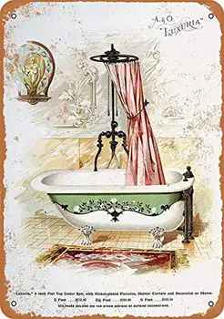 Металлическая вывеска Kexle 12 x 16 - A & O Luxuria Для ванной и душа - Винтажный декор стен