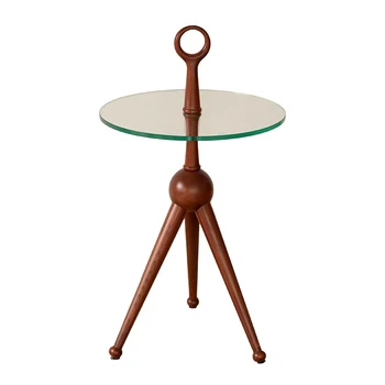 XL Прикроватный столик из массива дерева в стиле Ретро, Балкон, стекло в стиле античности, Маленький журнальный столик, ощущение подвески, Маленький круглый столик