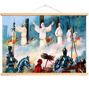 Винтажный плакат с рыцарями-тамплиерами, роспись свитками из цельного дерева, специальный подарок для любителей истории, средневековый рыцарь-крестоносец Декор 8
