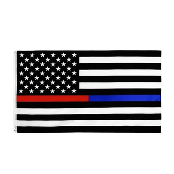 3x5 футов Тонкая красная и синяя линия Двойной американский флаг Двухлинейный флаг