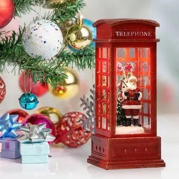 Рождественский снежный шар-фонарь из 1 шт., телефонная будка, Праздничное украшение на батарейках для украшения центральной части рождественской столешницы