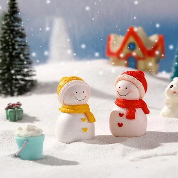 Мини-фигурки рождественского снеговика из смолы, микро-пейзаж, приборная панель автомобиля, украшения для домашнего рабочего стола